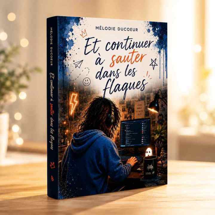 Le roman le royaume de Séraphin (tome 1 adultes) sur une table avec une rose blanche à côté